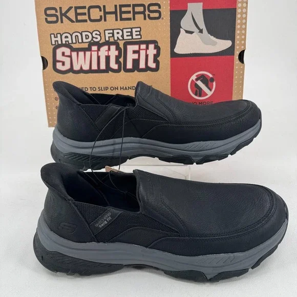 NWT/NIB Skechers Men\'s Black & Gray Swift Fit Casual Hands Free Slip-On Shoes Skechers Men main image 3